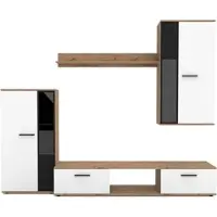 AX Living Hochwertige Wohnwand Formilo 240 cm – Modern & Eiche Artisan Weiß