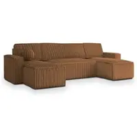 Masseno Ecksofa PESANO T mit Schlaffunktion U-Form, Sofa mit Bettkasten, Wohnzimmersofa, Couch, Soffa, Bettsofa, Couchgarnitur- Orange, TILIA 56