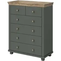 Masseno Kommode EVOLETTA 90 cm Sideboard mit 6 Schubladen für Wohnzimmer Schlafzimmer Modern 90x42x113 cm Grün / Grün