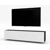 AX Living Lowboard Zivolli 160 Lamellenfront TV-Hängeschrank Schwarz/Weiße Lamellen