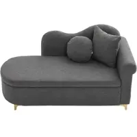 OKWISH Multifunktionale Chaiselongue Relaxliege mit verstecktem Stauraum 1-Sitzer mit Wellenrücken und Armlehne Freizeitsofa mit Lendenkissen und Nackenkissen Antikgrau