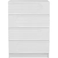 OKWISH Schubladenschrank MDF und Spanplatte Weiß 60x38,5x85 cm, 4 Schubladen, Vollauszug, Hochglanz-Fronten