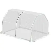 MODFU Mini-Gewächshaus Stahl Weiß 99x71x60 cm mit Kunststoffabdeckung und Reißverschluss