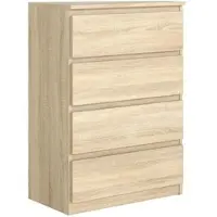 Masseno Kommode NUDO 70 cm Sideboard mit 4 Schubladen und Türen für Wohnzimmer Schlafzimmer Modern 70x39x102 cm Sonoma Eiche / Sonoma Eiche