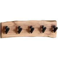 KADIMA DESIGN Wandgarderobe, Akazien-Massivholz & Metall, Naturkante, 60x17x9 cm | Gr.: onesize