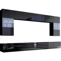 AX Living Wohnwand Modern Kossana 1 – 300cm Breite, Stilvoll Schwarz