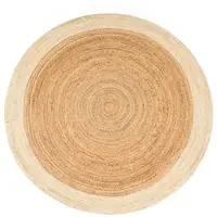 KADIMA DESIGN Jute Teppich Boho wendbar schmutzabweisend Elfenbein Rund 120D | 100% Jute, Rücken aus Jute | Florhöhe: 5 mm | pflegeleicht