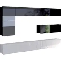 AX Living Möbel im Wohnzimmer Kossana 4 – 255cm Breite, Schwarz/Weiß