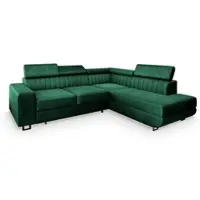 Masseno Ecksofa NOLA R-S mit Schlaffunktion L-Form, Sofa mit Bettkasten, Wohnzimmersofa, Couch, Soffa, Bettsofa, Couchgarnitur- Grün, MONOLITH 37
