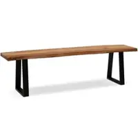 KADIMA DESIGN ESSZIMMERBANK Massivholz Metall Baumkante ohne Lehne, Akazie 160x40x46 cm