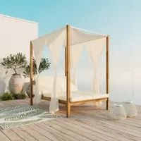 Bessagi Garden Sonneninsel Nicola Creme Holz/Outdoorstoff