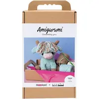 Adlibris Häkelset Amigurumi Kuh beige mint - kreatives Spielzeug