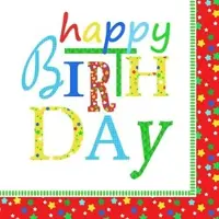 Papstar 10 X 20 Servietten, 3-lagig 1/4-Falz 33 cm x 33 cm "Happy Birthday"