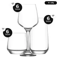 LAV Softdrink-Wasser-Set mit Fuß aus Glas-18-teiliges
