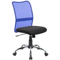 Dmora Bürostuhl Dana, Mesh-Arbeitsstuhl, ergonomischer Bürositz, 57x46h90/100 cm, Schwarz und Blau
