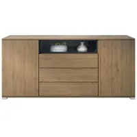 Vladon SIDEBOARD Skadu Schwarz Hochglanz