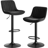 STILVORA Drehbarer Barstuhl Samt Schwarz aus Metall und Holz, höhenverstellbar 87-109 cm