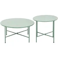 Vente-unique Set aus 2 Garten-Couchtischen aus Metall - Khaki - NIKAO von MYLIA