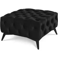 S-Style Möbel HOCKER Chesterfield Whitby Schwarz Samt mit schwarzen Füßen