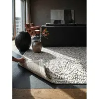 KADIMA DESIGN Teppich Grau mit Geometrischem Zickzack Muster 12mm Florhöhe Polyester Wolloptik Fußbodenheizung geeignet | 200x300cm