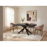 Vente-unique Esstisch ausziehbar - 6 bis 10 Personen - MDF & Metall - Schwarz - CATONAV