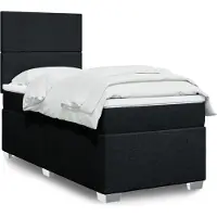 vidaXL Boxspringbett mit Matratze Schwarz 100x200 cm Stoff