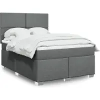 vidaXL Boxspringbett mit Matratze Dunkelgrau 140x200 cm Stoff