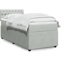 vidaXL Boxspringbett mit Matratze Hellgrau 90x190 cm Samt