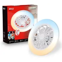Briloner LED-Deckenventilator Pafo, weiß, Kunststoff, CCT, Remote dimmbar, weiß / opal, für Schlafzimmer, Kunststoff