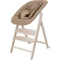 Cybex Click & Fold 4-in-1, Multifunktions-Hochstuhl, Gepolsterter Sitz, Natürlich/Natur, Einfarbig, 5-Punkt, Holz