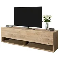 Dmora Fernsehschrank Dfantin, Ständer für Wohnzimmerfernseher, Niedriges Wohnzimmer-Sideboard, TV-Ständerbasis, 100x32h29 cm, Eiche