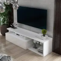 Dmora TV-Möbel Baltico 160x38x41 cm Weiß, 1 Regal, 5 Fächer