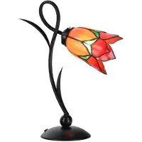 Casa Padrino Art Deco Tiffany Tischleuchte Schwarz / Orange / Rot / Grün H. 40 cm - Tiffany Leuchten