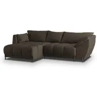 Masseno Ecksofa VESTANO L-S mit Schlaffunktion L-Form, Sofa mit Bettkasten, Wohnzimmersofa, Couch, Soffa, Bettsofa, Couchgarnitur- Braun, MATT VELVET 29