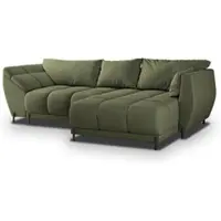 Masseno Ecksofa VESTANO R-S mit Schlaffunktion L-Form, Sofa mit Bettkasten, Wohnzimmersofa, Couch, Soffa, Bettsofa, Couchgarnitur- Grün, MATT VELVET 38