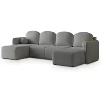 Masseno Ecksofa NUBERO mit Schlaffunktion U-Form, Sofa mit Bettkasten, Wohnzimmersofa, Couch, Soffa, Bettsofa, Couchgarnitur- Grau, QUELLE 92