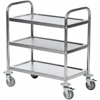 ROLLCART Edelstahl-Tischwagen 3 Etagen, 685 x 380 mm