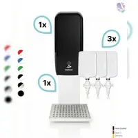 Blanc HYGIENIC SET: Desinfektionsspender SENSOR Blanc Cosmos versch. Farben + Tischständer weiß +3x 1-Liter Hautdesinfektion