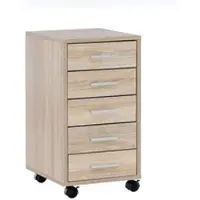 KADIMA DESIGN Rollcontainer Sonoma 33 x 63 x 38 cm Holz Schubladenschrank Schreibtisch, Büro Schrank mit 5 Schubladen, Container Rollschrank klein Standcontainer