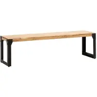 KADIMA DESIGN Esszimmerbank 160x40x45 cm Akazie Massivholz Metall Industrial, Esstischbank Holzbank Massiv ohne Lehne, Küchenbank Essbank Modern, Sitzbank