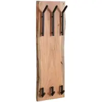 KADIMA DESIGN Design Wandgarderobe Akazie Massivholz / Metall 35,5 x 100 x 11 cm, Hakenleiste 2-Reihig Flurgarderobe Wand, Garderobe