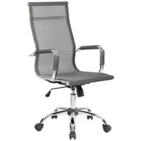 Dmora Bürostuhl Dmannin, Chefsessel mit Armlehnen, Ergonomischer Bürostuhl, Grau, 63x54h106/116 cm
