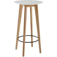 KADIMA DESIGN Stehtisch 60x110x60 cm Weiß Rund, Bartisch für 4 Personen, Moderner Tisch für Bar, Design Partytisch Holz, Hochtisch Eiche