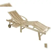 DELUKE Sonnenliege LEON Verstellbar Klappbar Natur Teak Gartenliege mit Rollen Relaxliege Wetterfest