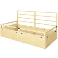 MODFU Hochbeet mit Rankhilfe Holz Natur 183x98,5x95 cm, bodenlos, mit klappbaren Schutznetzen
