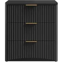 STILVORA Nachttisch MDF Schwarz 58x38x64 cm mit 3 Schubladen und gedämpften Schienen