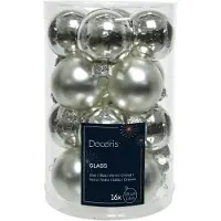 Kaemingk Weihnachtsbaumkugeln Glas 3,5 cm 16 Stueck Silber Glanz Matt Mix