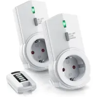 Bearware Dimmbare Funksteckdosen - Set mit Fernbedienung - 2er Set für den Innenbereich Indoor + 1 Fernbedienung - LED Statusanzeige