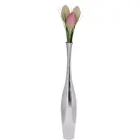 KADIMA DESIGN Große moderne Aluminium Blumenvase in Silber, 75 cm hoch, stilvoll | Gr.: onesize