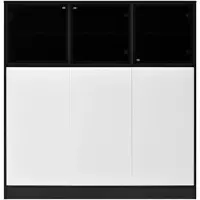MODFU Sideboard aus Spanplatte und Glas, Schwarz/Weiß, 100 x 40 x 105 cm, LED-Beleuchtung